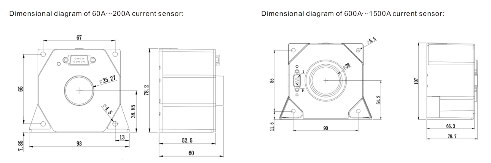 FaithTech FT_SCA Current Sensor Dimension 1
